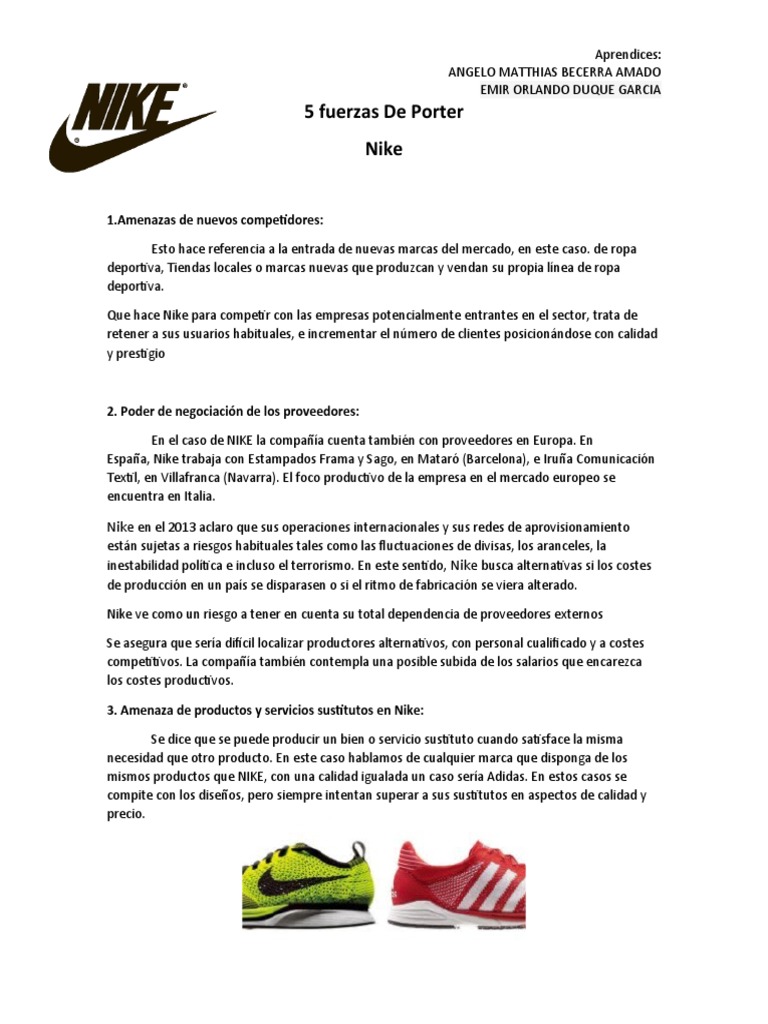 5 Fuerzas Porter Caso de NIKE | Nike | Marca