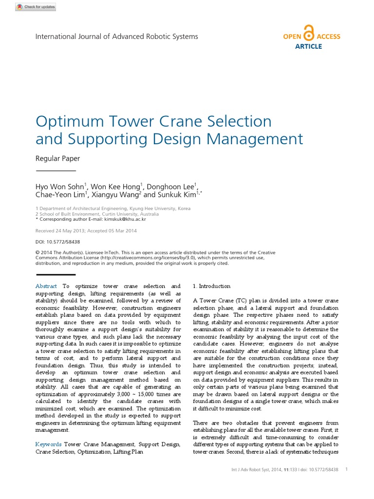 Optimum Tower Crane Selection and Supporting Design Management | PDF ...