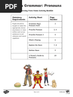 Year 4 Grammar: Pronouns: Statutory Requirements Activity Sheet Number