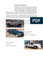 Informe Sobre Cotizacion de Camionetas