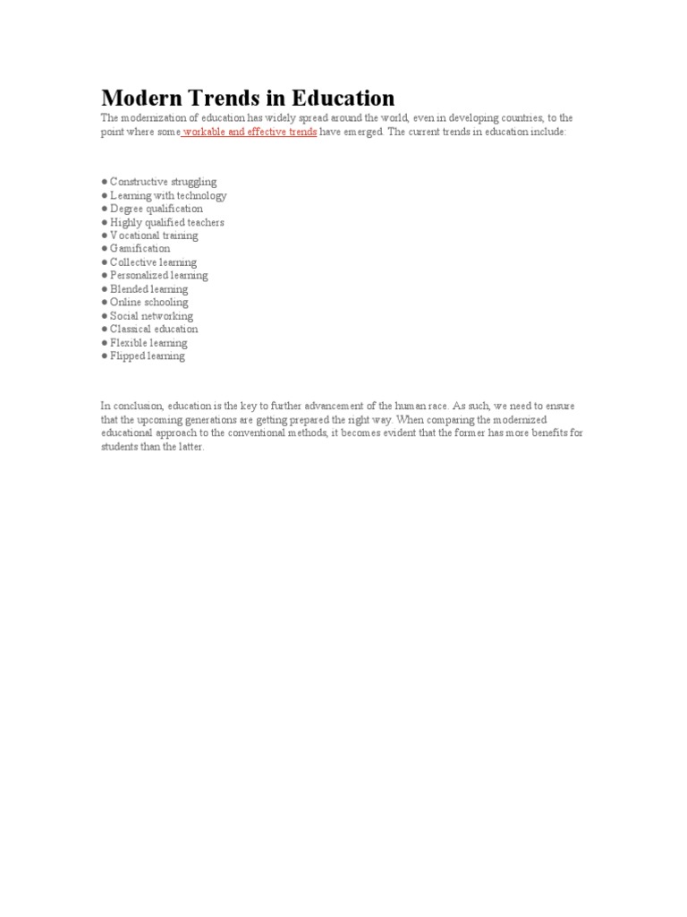 Modern Trends in Education | PDF | Career & Growth | Social Science