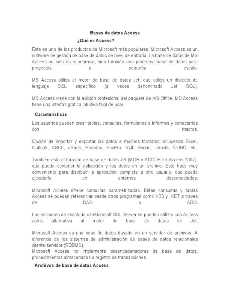 Introducción a Bases de Datos en Access | PDF | acceso Microsoft ...