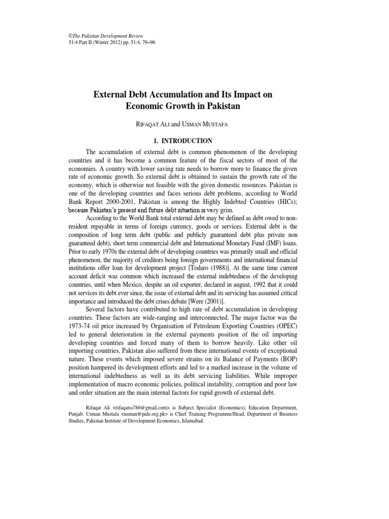 External Debt Accumulation and Its Impact On Economic Growth in ...
