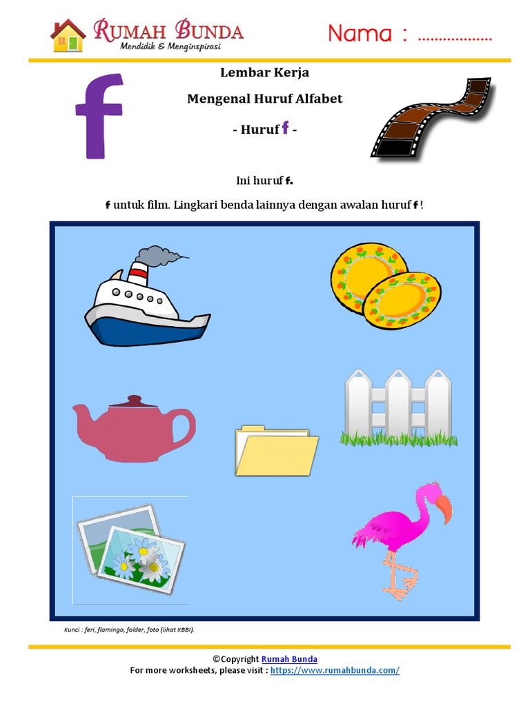 Menulis Huruf Alfabet F