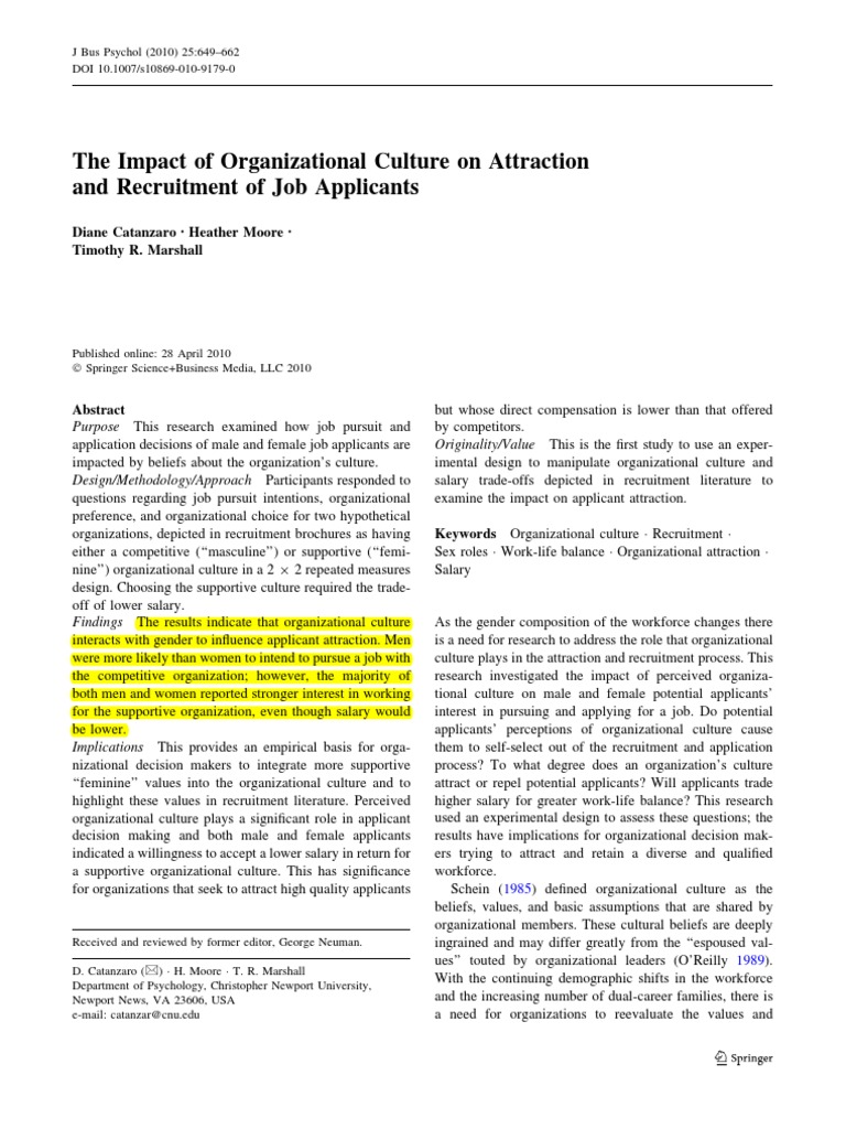 The Impact of Organizational Culture On Attraction and Recruitment of ...