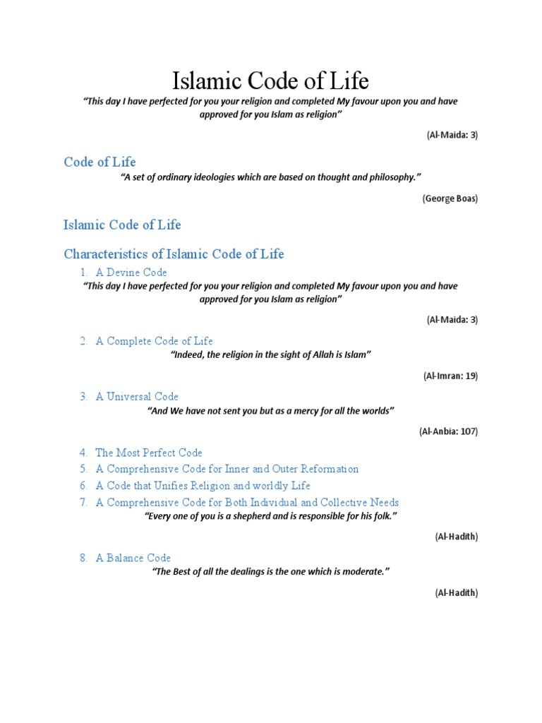 What Is The Islamic Code Of Life? – LPOMS