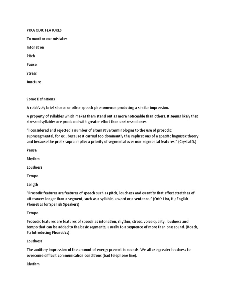 Prosodic Features Stress