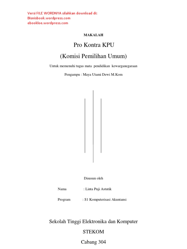 Contoh Makalah Terstruktur Calon Anggota Kpu Kabupaten