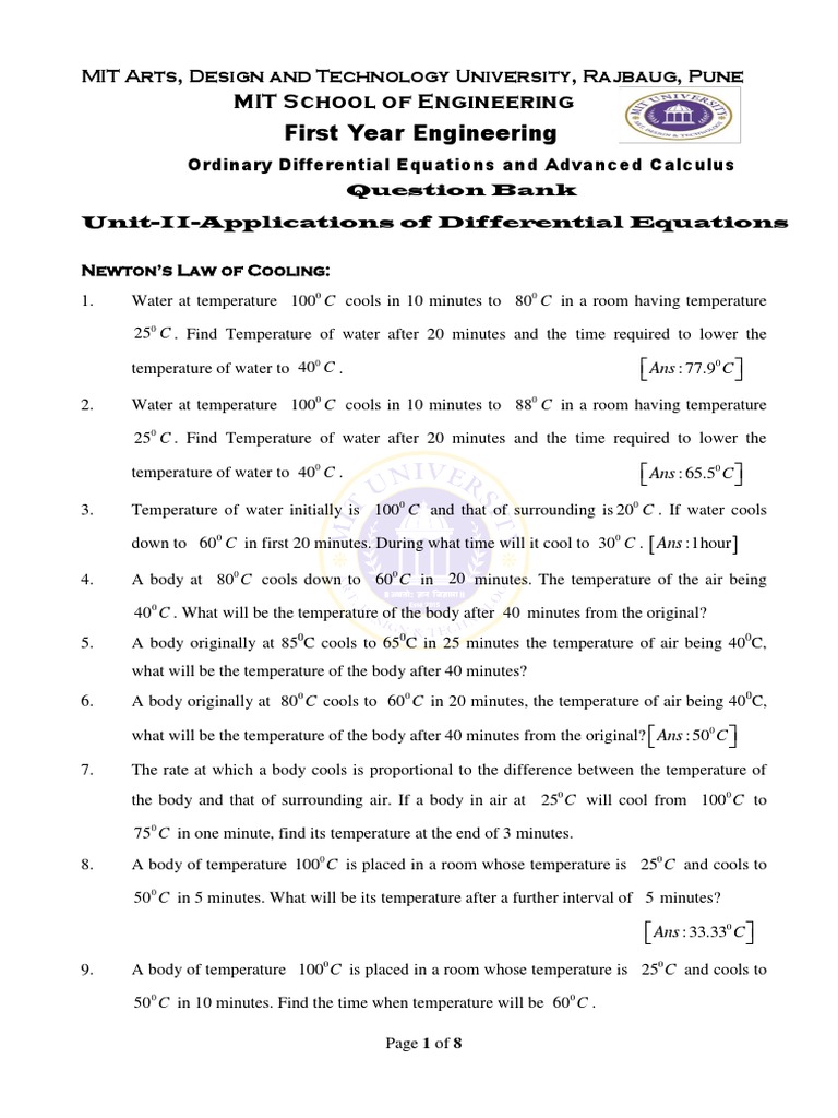 Applications of Differential Equations | PDF | Electrical Network ...