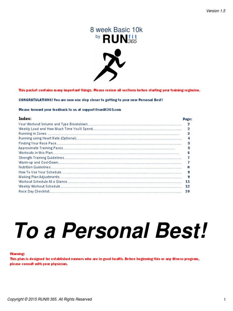 8 Week Basic 10k Training Plan | PDF | Carbohydrates | Foods