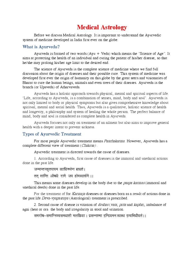 Medical Astrology PDF Ayurveda Medicine