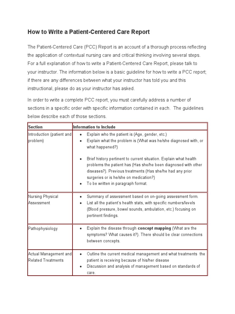 How To Write A Patient-Centered Care Report  Citation  Nursing