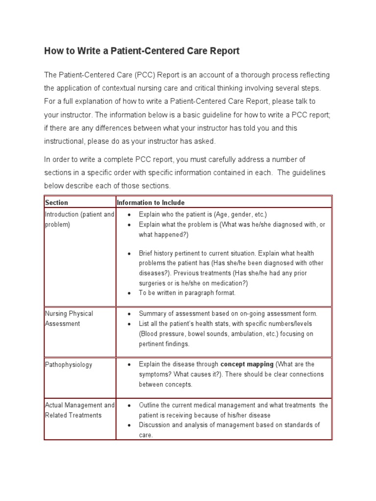 How To Write A Patient-Centered Care Report  PDF  Citation  Nursing