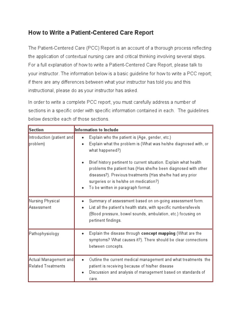 How To Write A Patient-Centered Care Report  PDF  Citation  Nursing