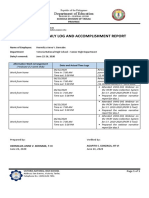 Individual Daily Log and Accomplishment Report: Department of Education