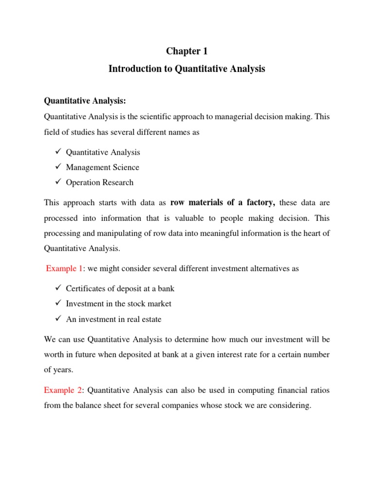 Introduction To Quantitative Analysis Pdf Sensitivity Analysis