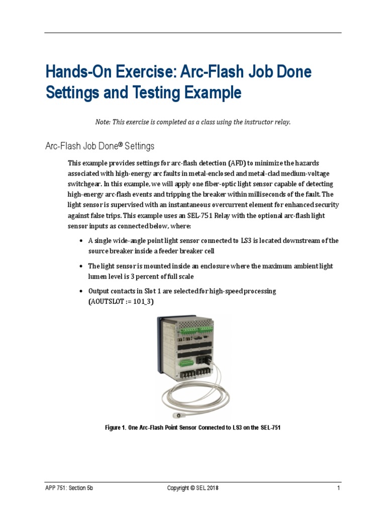 Hands-On Exercise: Arc-Flash Job Done Settings and Testing Example ...