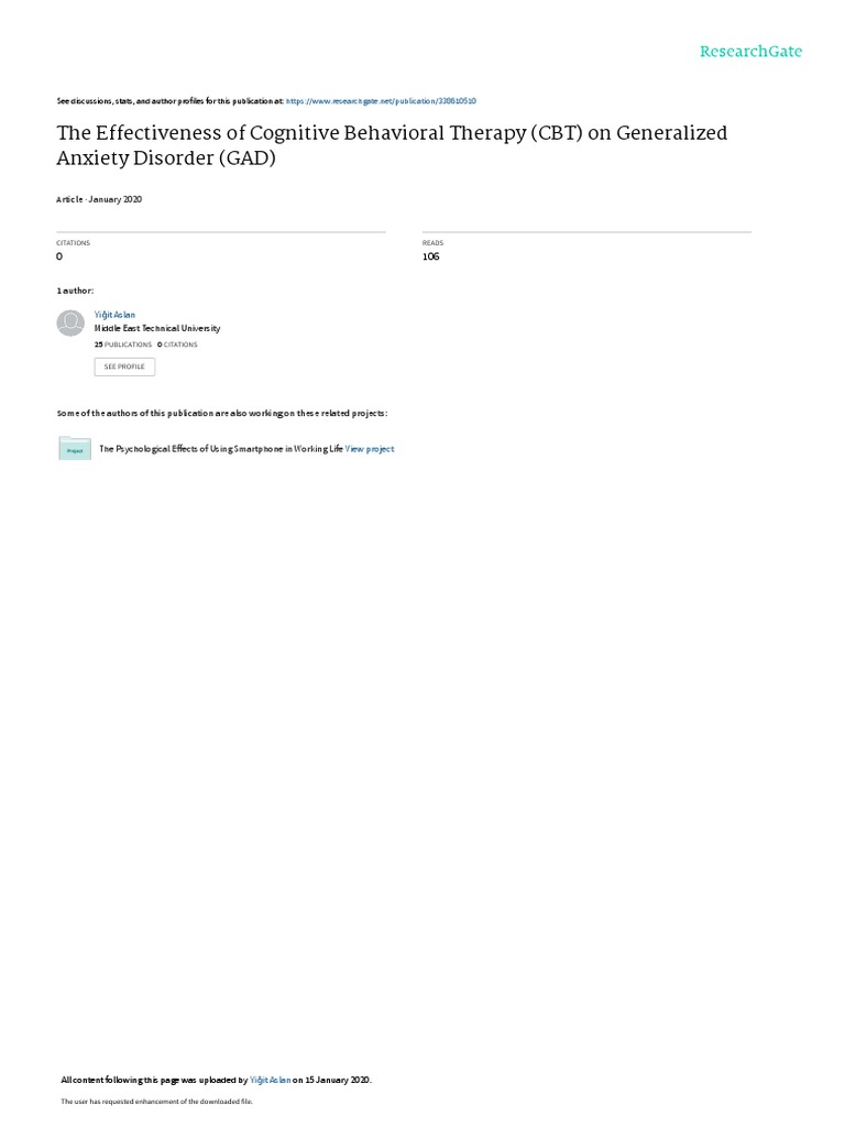 CBT for Students with Anxiety | PDF | Cognitive Behavioral Therapy ...
