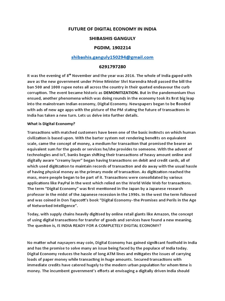 Future of India's Digital Economy | PDF | Financial Transaction ...