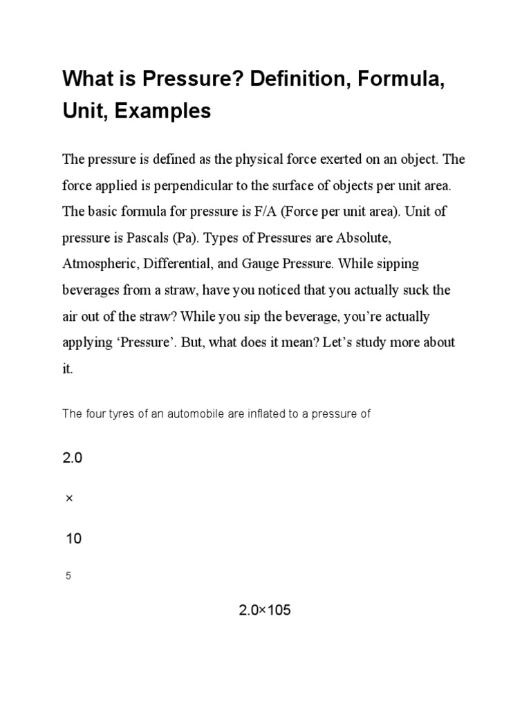 Understanding Pressure: Definition & Examples | PDF | Teaching Methods ...