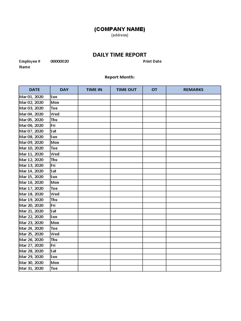 Daily Employee Time Report | PDF