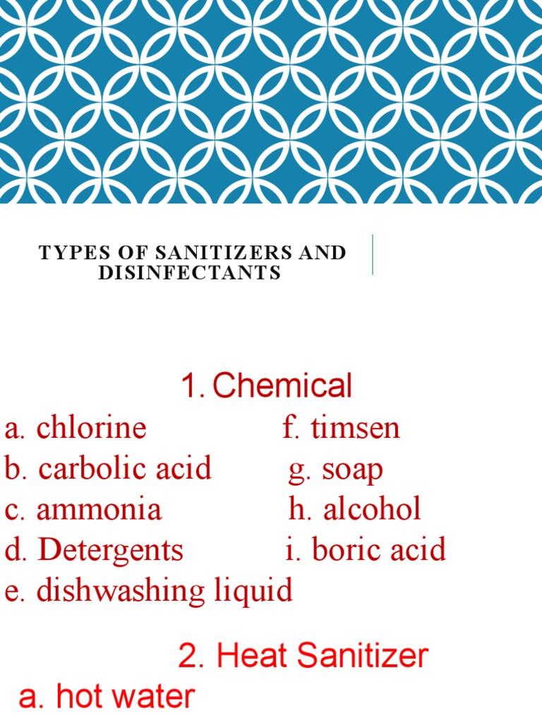 Types of Sanitizers and Disinfectants PDF