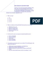 Risk Tolerance Questionnaire Results