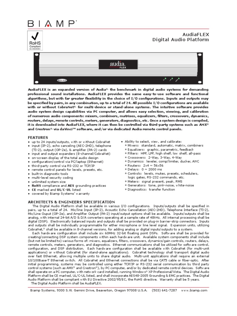 Audiaflex Digital Audio Platform: Features | PDF | Digital Signal ...