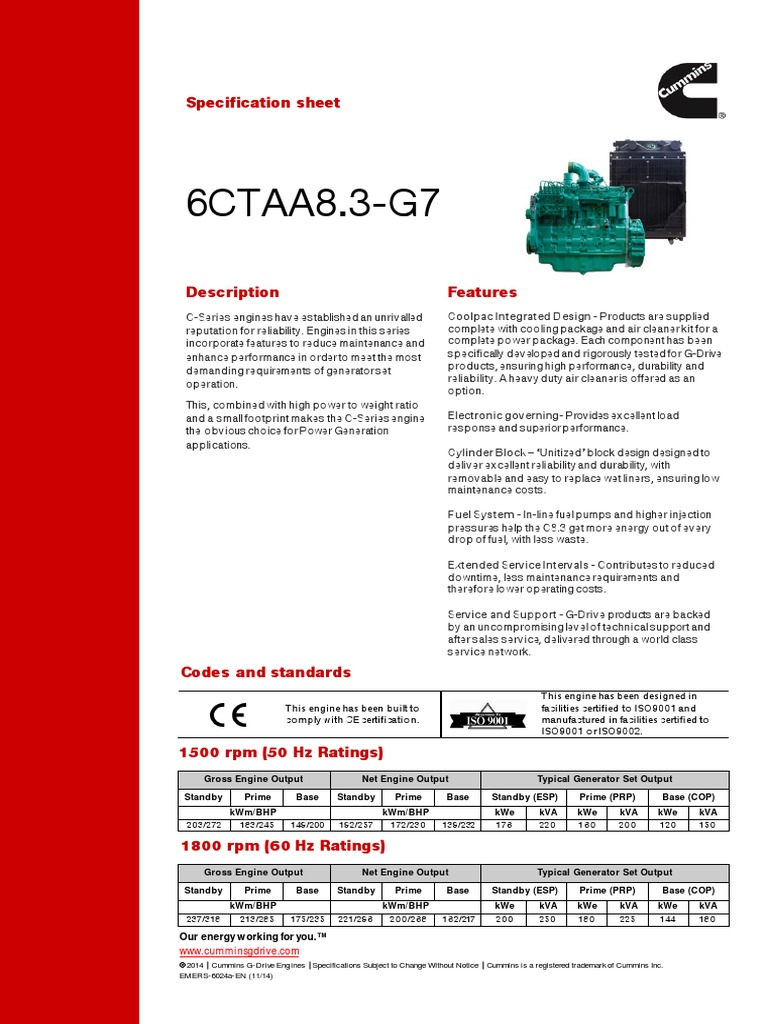 Emers-6024-En (6ctaa8.3-G7) PDF | PDF | Engines | Horsepower