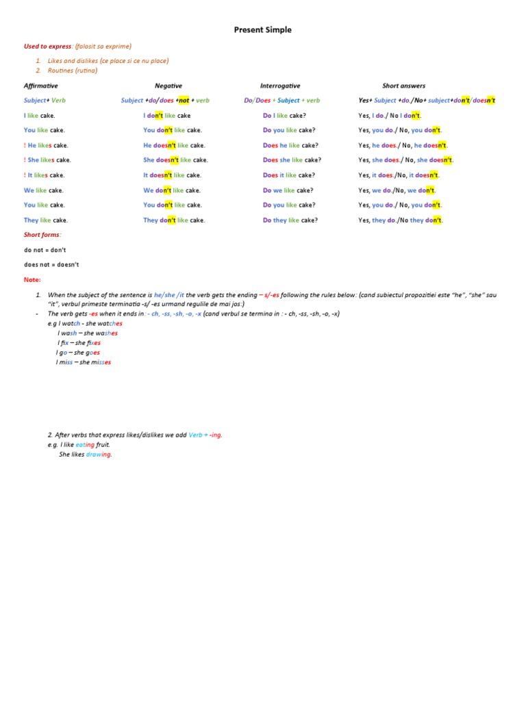 Present Simple Usage Guide | PDF | Language Arts & Discipline