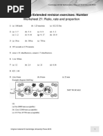 Answers To Extended Revision Exercises: Number: Worksheet 21: Ratio, Rate and Proportion