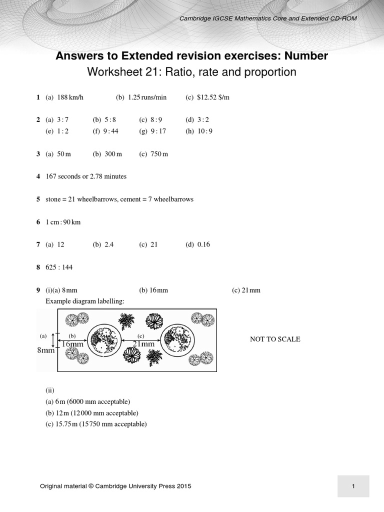Answers To Extended Revision Exercises: Number: Worksheet 21: Ratio ...