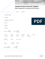 Worksheet 22: More Equations, Formulae and Functions: Answers To Extended Revision Exercises: Algebra