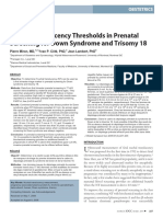 Nuchal Translucency Thresholds in Prenatal Screening For Down Syndrome and Trisomy 18