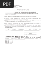 Affidavit of Loss: I, - , of Legal Age, Filipino, Married, and A Resident of