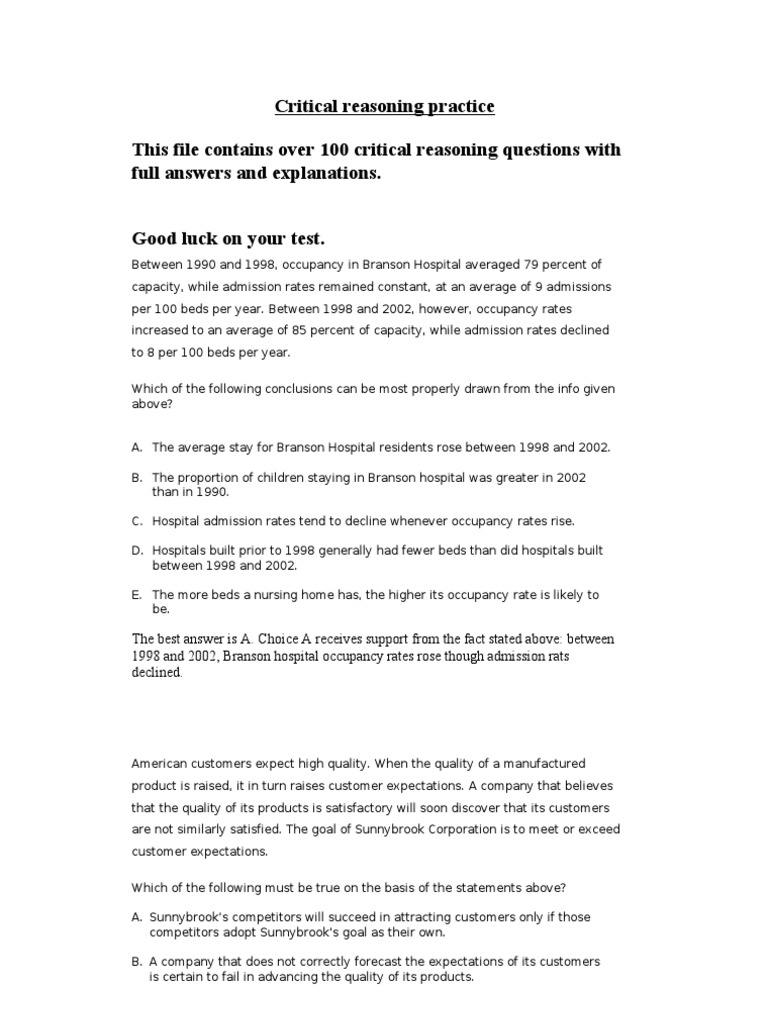 Critical Reasoning Test Prep | PDF | Dermatitis | Allergy