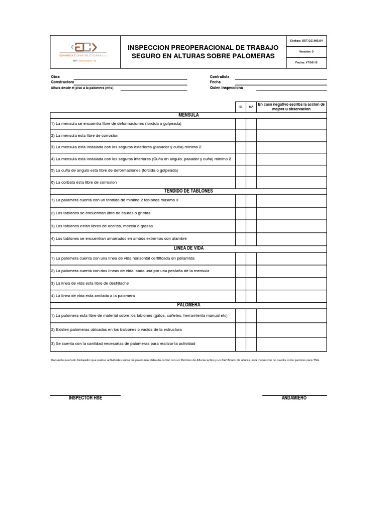 Sst Gc Ins 04 Preoperacional De Tsa En Palomeras Naturaleza