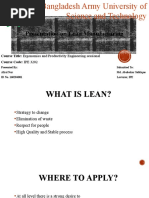 Presentation On Lean Manufacturing: Course Title: Ergonomics and Productivity Engineering Sessional Course Code: IPE 3202