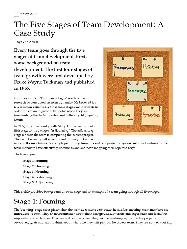 The Five Stages of Team Development A Case Study | PDF | Goal | Business