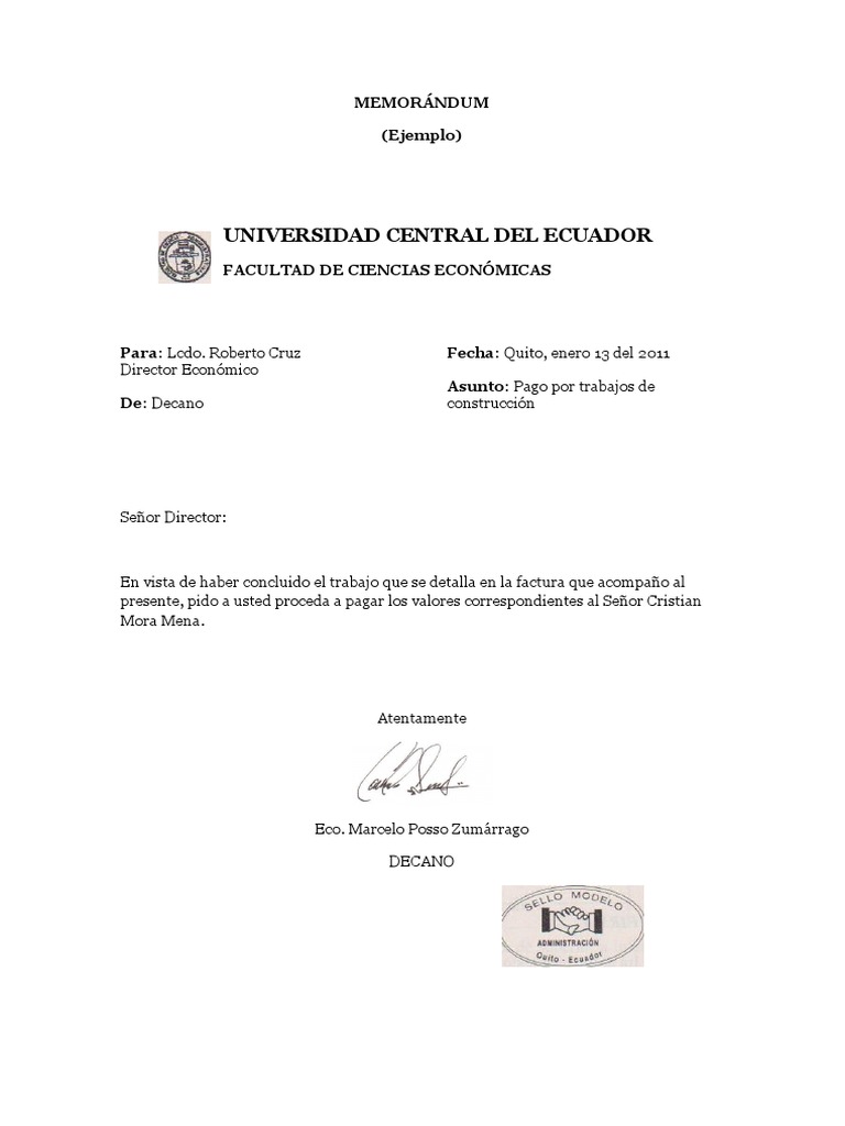 Memorándum (Ejemplo) PDF