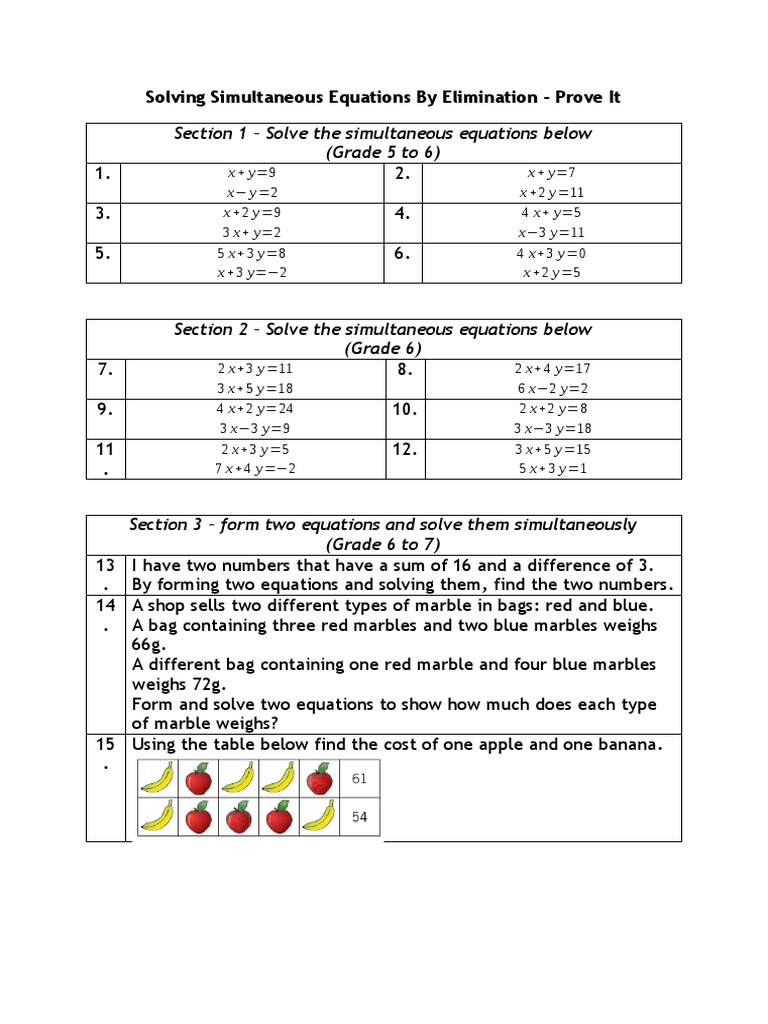 Grade 10 Simultaneous Equations Guide | PDF