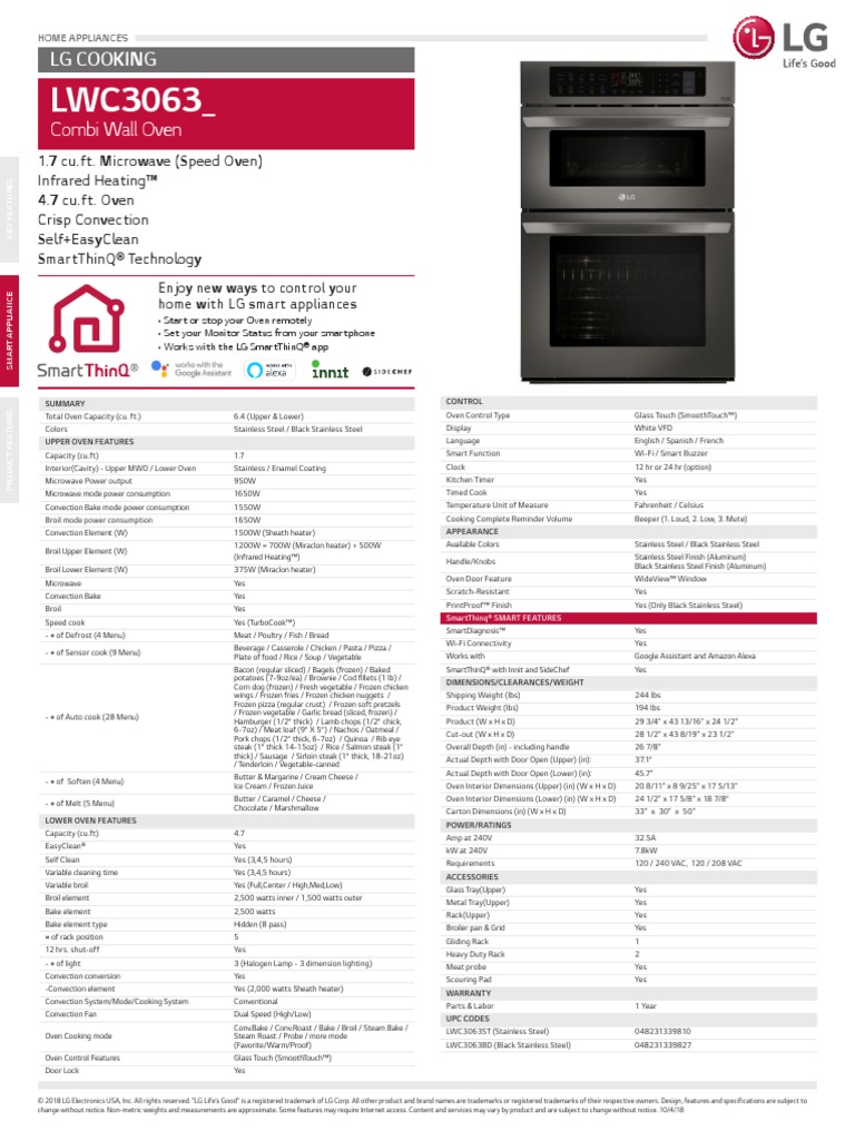 Combi Wall Oven LG Cooking PDF Grilling Steak