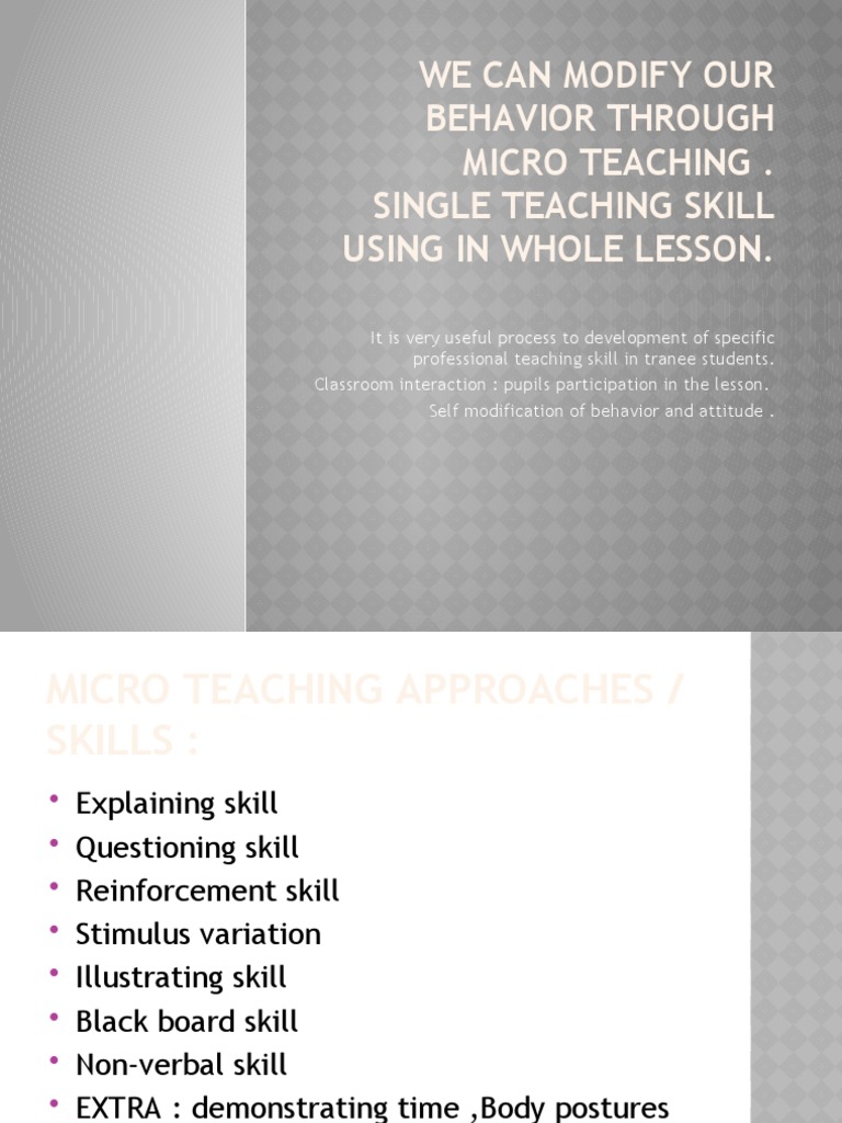 Micro Teaching Skills | PDF | Career & Growth | Science & Mathematics