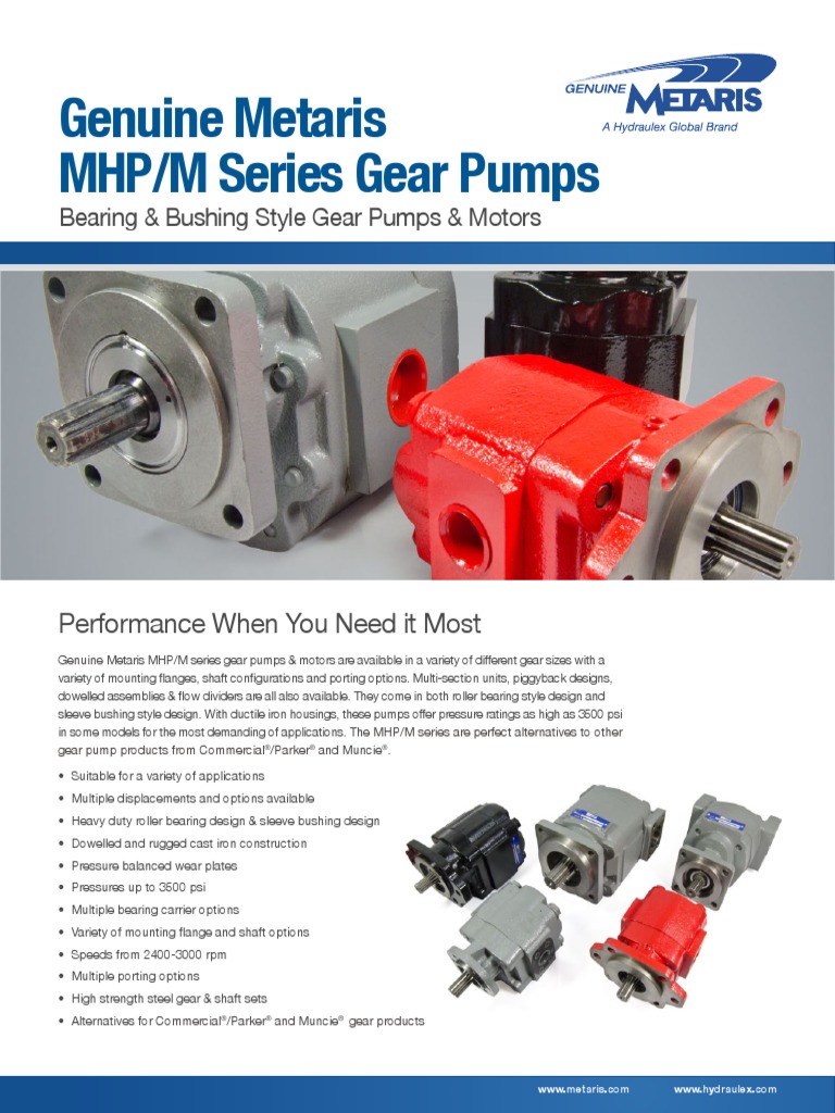 Genuine Metaris MHP/M Series Gear Pumps PDF Pump Bearing (Mechanical)