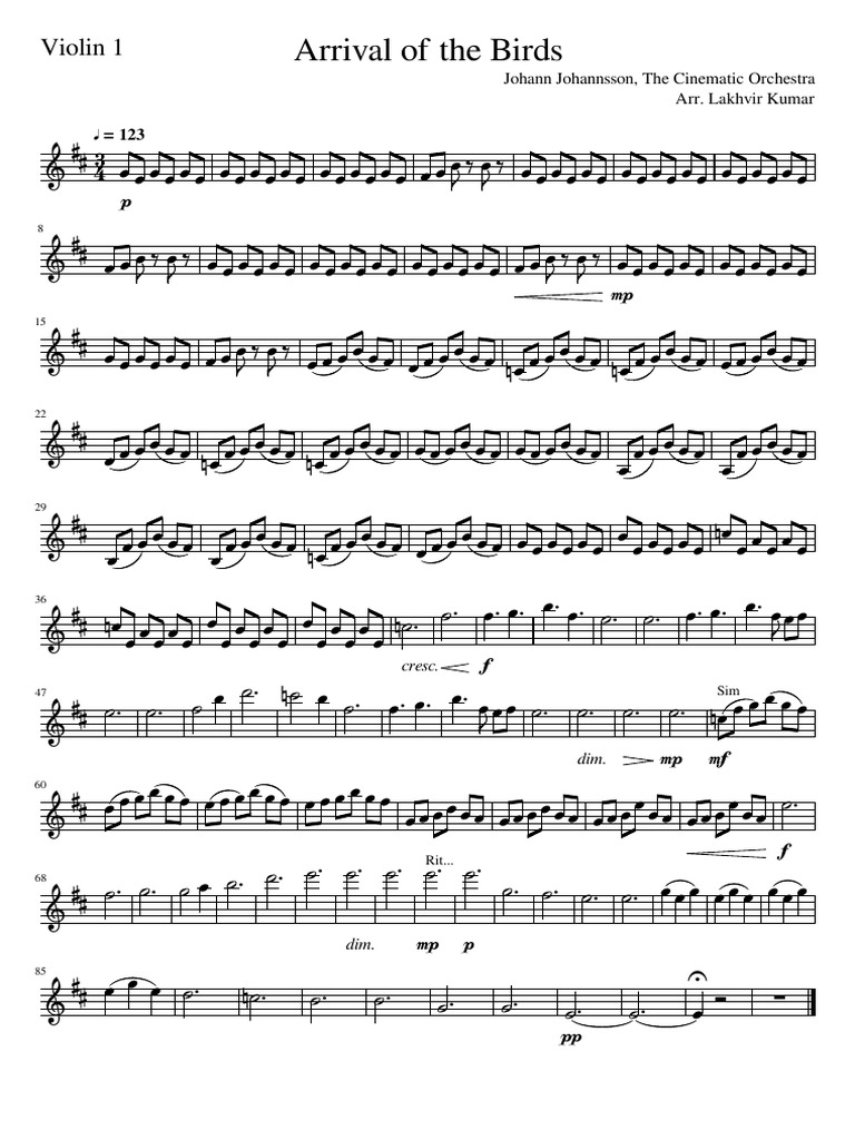 Arrival Of The Birds Violin Sheet Music