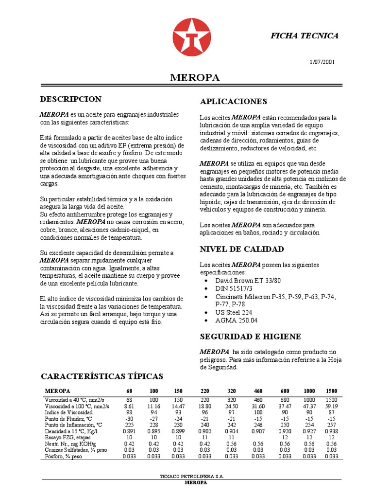 Meropa PDF | PDF | Engranaje | Lubricante