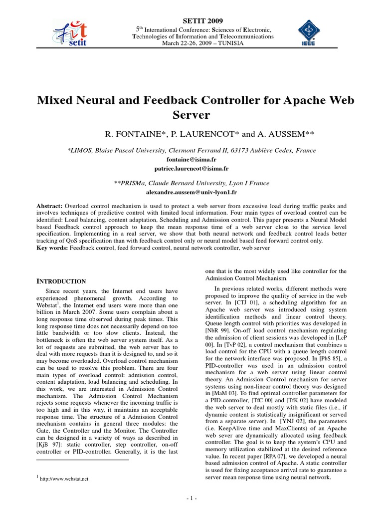 Neural Feedback Control for Web Servers | PDF | Control Theory ...