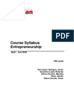 Course Syllabus Entrepreneurship: April - July 2020