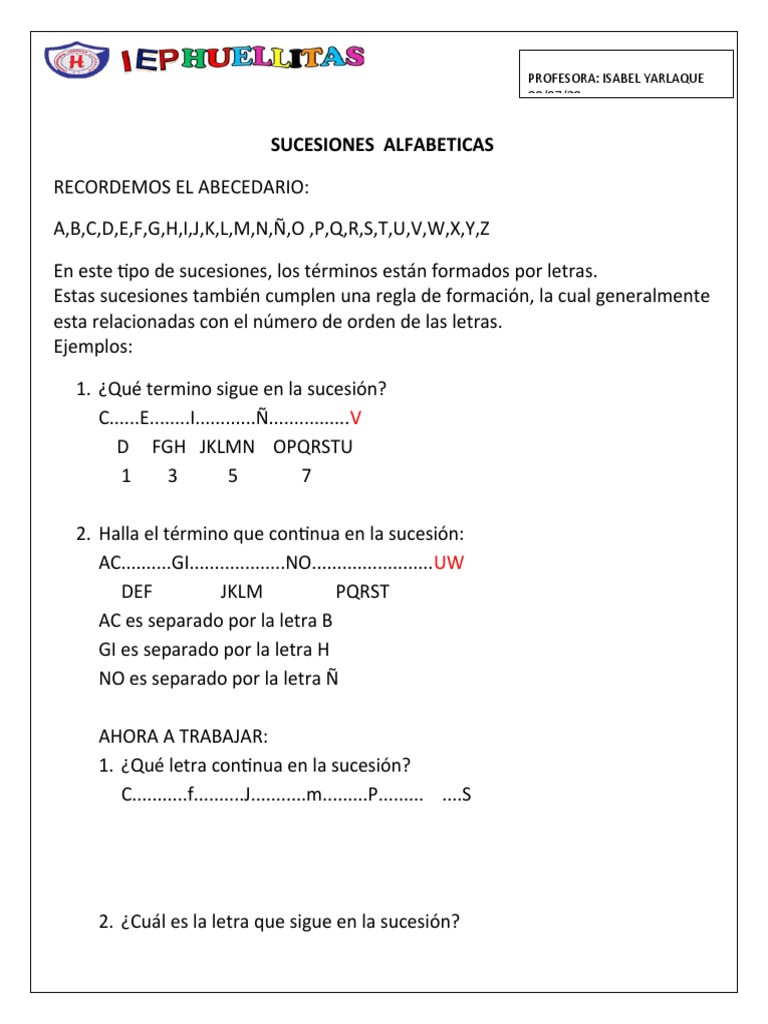Sucesiones Alfabeticas