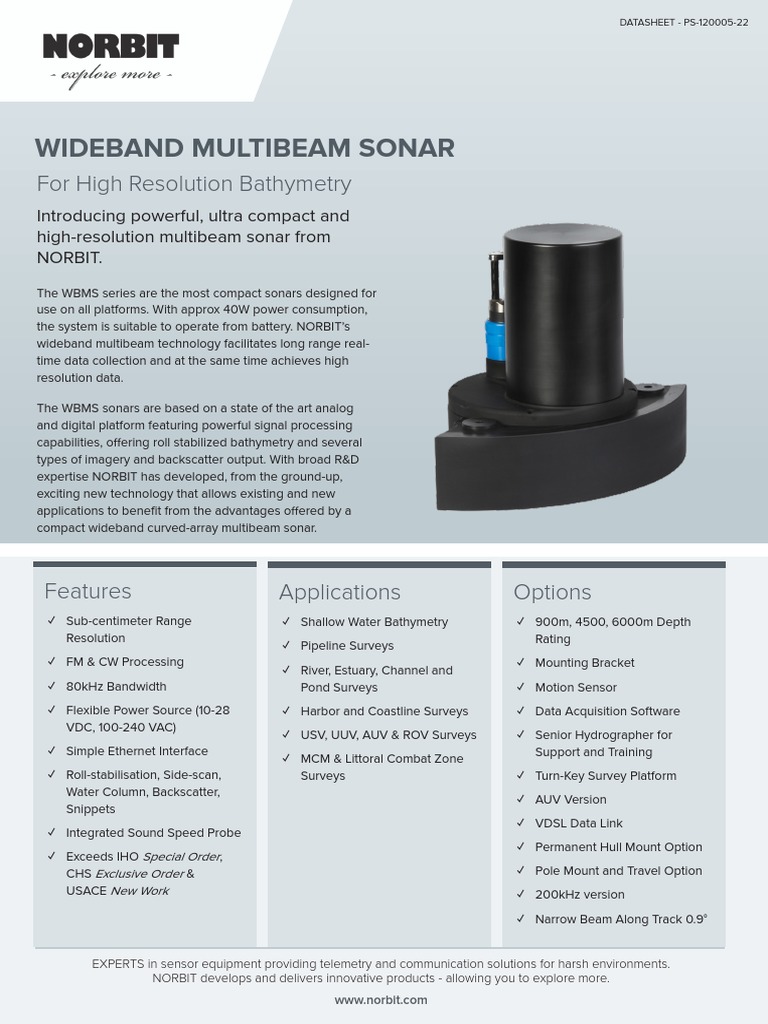 Wideband Multibeam Sonar: For High Resolution Bathymetry | PDF | Sonar ...